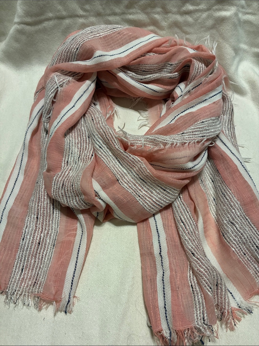 Light Pink Striped Women's Scarf